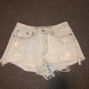 Levi’s high waisted button fly jean shorts